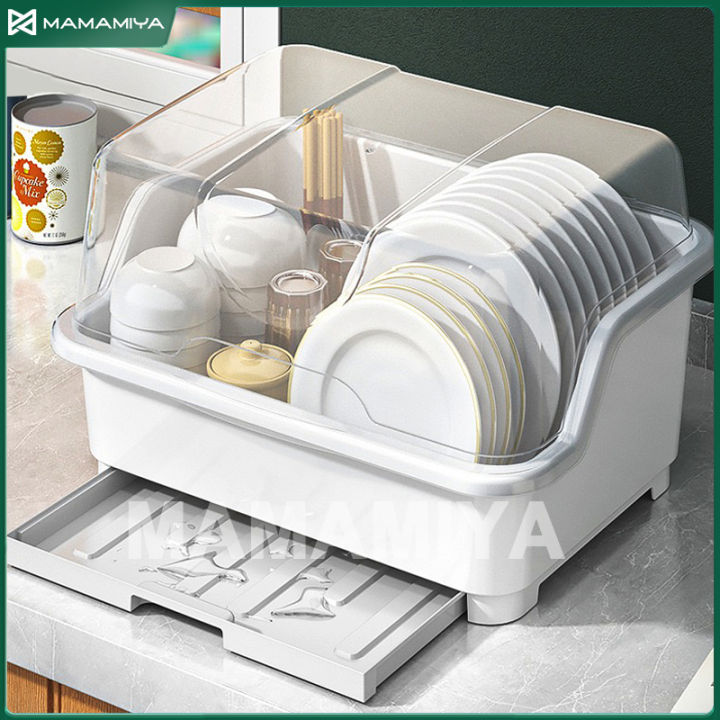 Dish Rack Box Kitchen Dish Rack Plastic Dish Rack Storage Box Dustproof Innovative ...