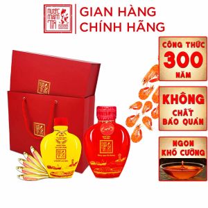 [Tặng Sốt muối chấm] Hộp quà nước mắm đậm đà tình thân nước mắm Hiệu Tôm Biển bình gốm đỏ 60N và Cá Cơm Ruột Đỏ bình gốm vàng 60N