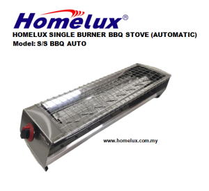 HOMELUX MULTIPURPOSE STAINLESS STEEL GAS BBQ SINGLE BURNER AUTOMATIC S/S BBQ-AUTO TEMPAT BAKAR BBQ COMMERCIAL