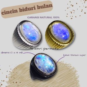 Cincin Batu Biduri Bulan SUPER Natural Moonstone Biduri Bulan Air Laut / Cincin pria / Natural Moonstone / Biduri bulan air laut TOP QUALITY