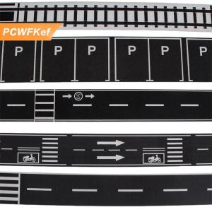 【PCWFKef】 1 cuộn 5m 1:12 Dollhouse đường giao thông đường sắt theo dõi cảnh Băng Sticker thu nhỏ đậu xe cảnh đường cong Sticker mô hình trang trí phụ kiện đồ chơi