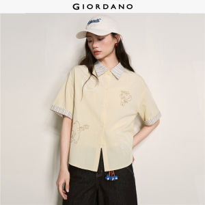 Giordano Women Tom & Jerry print stripe patchwork shirt Free Shipping 18346812