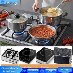 [Vodool Brand Center]3-Piece Cookware Set Stainless Steel with Glass Lids and Stay Cool Handle for All Types of Cookers
