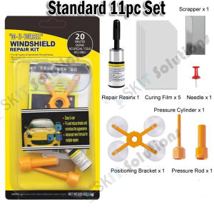 【SKIT SG】Professional Car Windshield Windscreen Cracked Glass Window Repair Kit Windshield Crack Repair Kit Car Auto Window Glass Liquid Repair Resin Set Automotive Nano Repair Fluid Solution Glass Filler DIY Kit Car Accessories Windshield Repair Kit