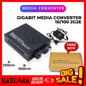 SASUMA Media Converter Switch 2 Fiber SC FO Port 4 Fiber Transceiver 2 RJ45 dengan EU Adapter A & B