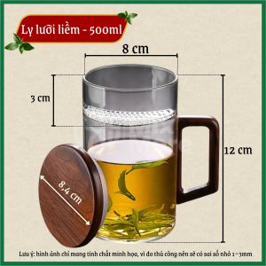 Ly thủy tinh chịu nhiệt dùng uống trà cafe detox rượu có nắp và lưới lọc dung tích 300ml 500ml tiện dụng Mixmore