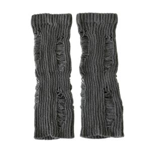 REEBO Pile Up Leg Warmers Women Subculture Ripped Foot Cover Y2K Fashion Stockings Knitted Broken Hole Socks Women