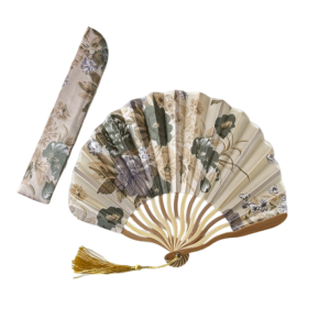 HPVDBP Flower Silk Folding Fan Chinese Style Classical Tassel Folding Fan Performance Photo Prop Handheld Fan Home Decoration