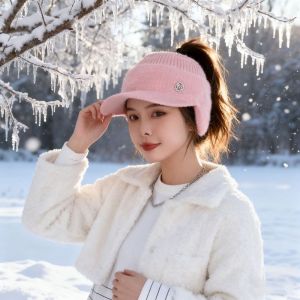 ZYJC Ấm áp Mũ mùa đông Chống gió Đã được làm dày Mũ bóng chày Thường ngày Chống lạnh Mũ len dành cho phụ nữ