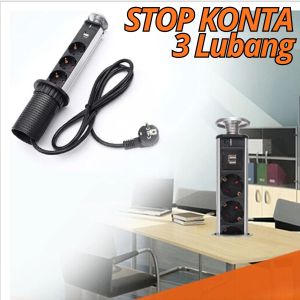 Stop Kontak Cabang Colokan Listrik Tanam Meja 3 Soket EU 2 Port USB - PDU