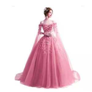 Formal Evening Dress For Women Elegant Bride Wedding Long Gown For Debut Ninang Pure Color JS Prom Female Dresses