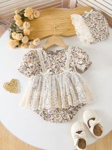 Ins ชุดเจ้าหญิงเด็กอินเทอร์เน็ตดาราสายรัดกระโปรงเด็ก ชุดรอมเปอร์เด็กชุดฤดูร้อนทารกแรกเกิดเกาหลี