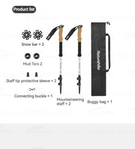 Trekking Pole Naturehike CNH22DS002 2 Buah Pcs 1 Pasang Treking Pole Tracking Poll Tongkat Hiking Alloy Gunung Outdoor