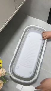 55CM Foldable Mop Bucket - White and Gray - Foldable Design - Water Resistant - Easy to Store - Suitable for Cleaning Tasks