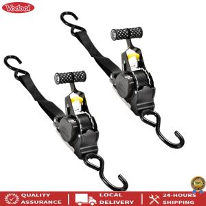 [New] Strong Auto Reel Ratchet Tie Down Straps 2Pcs 3.3M with Hooks for Cargo and Luggage Securement
