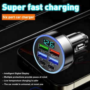 Sch 250W 6 Cổng Bộ sạc sạc nhanh Xe Pd Qc3.0 USB C Bộ sạc điện thoại xe trên ô tô Loại C Adapter Trong Xe
