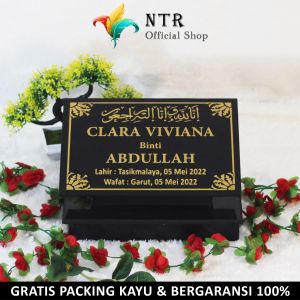 Batu Nisan Makam Plus Dudukan Full Granit Ukir Kuburan Kijing Islam Ukuran 20X30 Plus Dudukan 20X30
