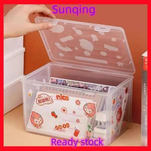 SQ Stationery [Flash Sale] Plastic Storage Containers With Latching Lid Large Capacity Transparent Plastic Storage Box Desktop Organizer Office Supplies