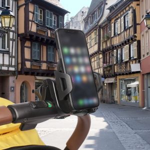 GFNIE6 Portable Universal Smartphone Support Mobile Bracket Navigation Bracket Adjustable Clamp Phone Gps Device Baby Stroller Accessories Pram Cart Phone Holder Mobile Phone Holder