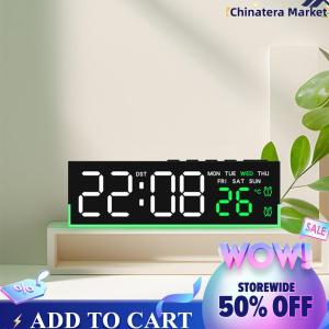 【Chinatera】Smart LED Alarm Clock with USB Charging Large Screen Digital Desk Clock for Home Office Living Room Decor