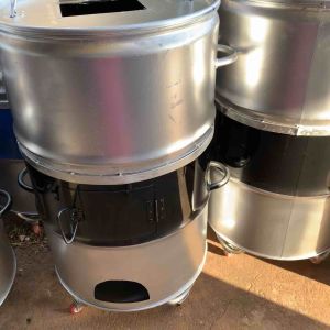 ถังอบล้อเลื่อนไกย่างอบโอ่งอร่อย ราคาถูกส่งจากโรงงานผลิตเอง มีลีอเลื่อนให้ ขนาดใหญ่เปิดฝา 200 ล้อ สีดํา หรือคละสี