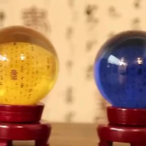 【现货】黃色白水晶球擺件 風水透明圆球 紫粉蓝绿 旺客厅转角财运 玄关装饰品【goods in stock】Yellow white crystal ball ornaments feng shui transparent round ball