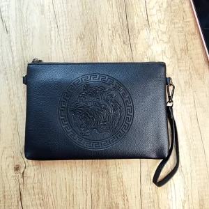 LZD  Tiger Head Soft Leather Clutch Black Fashion Brand Briefcase Clutch Bag Social Smart Guy Multi-Functional Mens and Womens Handbags pu