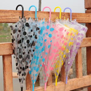 Long Handle Transparent Speckles Umbrella Straight Bar Students Simple Umbrella Random Rainbow Color Outdoor Creativity
