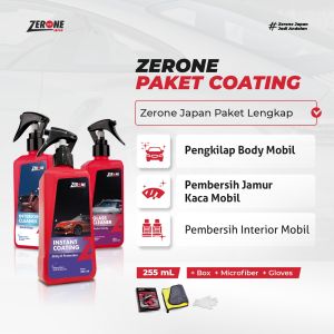 Zerone Japan Paket Coating Pengkilap Body Pembersih Interior dan Jamur Kaca Mobil Efek Daun Talas