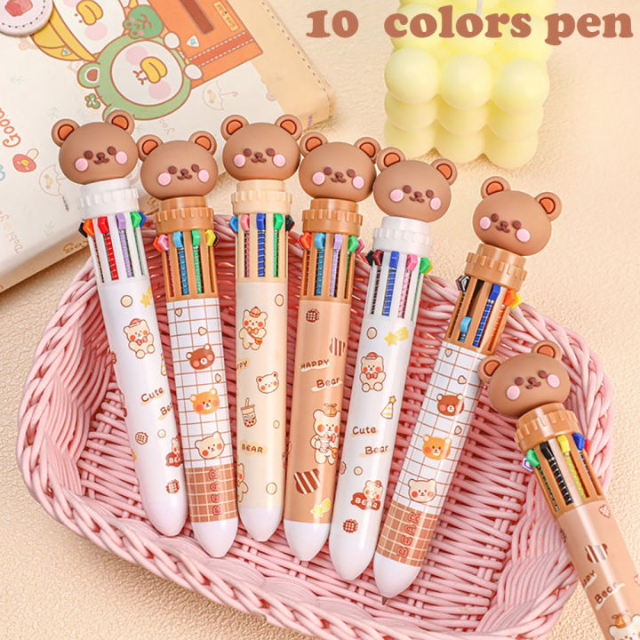 Multicolor Pen Colorful Ball Pen Press Pen Stationery School Office ...