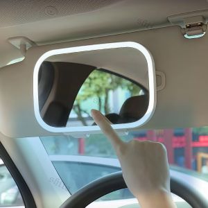 Adjustable LED Car Visor Mirror Three-Tone Light Rechargeable Anti-Glare