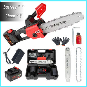 12 inch Chainsaw Cordless Electric Chainsaw Battery Rechargeable Electric Portable Chain Saw Wood Cutter Wood Fast Cutting Machine Handheld Chainsaw