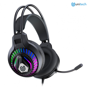 Headphone Gaming Kabel Unitech Kaizen Series Super Bass LED RGB + Mic - Headset Wired Gaming Hp