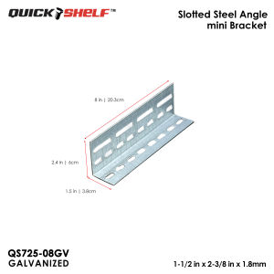 QS725 Slotted Steel Angle Bar Bracket (mini) 1.5"x2.4"x1.8mm QS712 DIY Storage Shelving Heavy-Duty