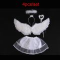 White Angel Wing and Halo for Girls Kids Wings Costumes White Wings for Child for Festival Halloween. 