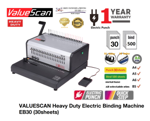 VALUESCAN Heavy Duty Electric Binding Machine EB30 (30sheets) electric binding machine heavy duty binding machine electric Comb binding machine best binding machine electric binder electric comb
