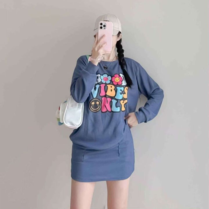9113-LongSleeve%20Waffle%20Terno%20Skirt%20with%20Two%20Side%20Pocket%20Can%20fit%20to%20S-M/L-XL%20-%20Image%204