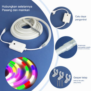 LAMPU LED STRIP SELANG WARNA WARNI 360 NEON bercahaya tahan air 220V OUTDOOR RGB LAMPU HIAS 20M30M