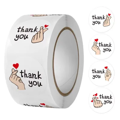 500ดวง สติ๊กเกอร์ขอบคุณ ติดกล่อง ติดแก้ว น่ารัก ตกแต่ง Sticker Thankyou K03
