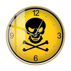 FFBH Skull Head Crossbones Poi-son Sign Decorative Wall Clock For Man Cave Lab Skeleton Gothic Symbol Wall Clock Horror Artwork Watch 2Z5B1