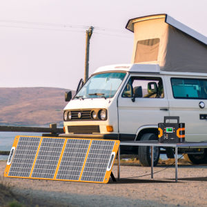 FlashFish 100W Foldable Solar Panel 18V Monocrystalline Solar Cells Lightweight Solar Panel Foldable Energy Storage Solar Outdoor Charger with Type-C DC USB Output for Camping Hiking Climbling Emergency Backup