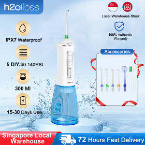 H2ofloss Water Flosser for Teeth Cordless IPX7 Waterproof Oral Irrigator Dental with 5 Modes 6 Jets USB Recharged and 300ML Water Dental Flosser for 30 Days Use at Home/ Travel