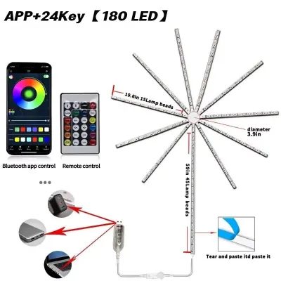78/180LED Automatic Kembang Api Dengan Music Untuk Dekorasi Led Lampu Led Strip Model Kembang Api