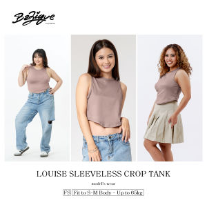 Zeneya Louise Sleeveless Tank Top For Woman Women Double Lining Cotton Plain Croptop Crop Top Tops Black Clay White Office Casual Wear Blouse Freesize Free Size