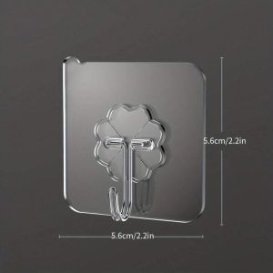 50/10pcs Transparent Adhesive Hooks Non-slip Non-marking Multifunctional Kitchenware Hooks Seamless Adhesive Hook Waterproof Transparent Hooks Strong Stick Wall Hanger Organizer