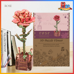 Toyzku 3D Wooden Puzzle Flower Box Bouquet DIY Assemble Valentine Gift Rose Sunflower Tulip Violet