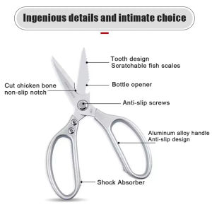 Stainless Steal Kitchen Scissors Heavy Duty Food Scissor for Chicken Bone Vegetable Meat Fish Multipurpose Scissor