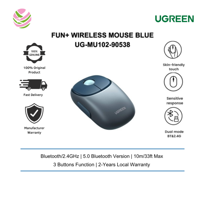 UGREEN FUN+ WIRELESS MOUSE BLUE UG-MU102-90538 simultaneously connect 3 ...