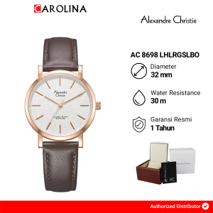Jam Tangan Wanita Alexandre Christie Classic AC 8698 LHLRGSLBO White Dial Brown Leather Strap