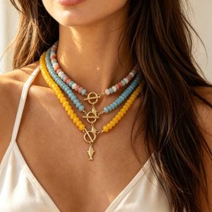 MYTHIS Bohemian Small Fish Pendant Necklace Resin Colorful Beads Necklaces Fashion Ocean Style Fish-shaped Charms Jewelry Women